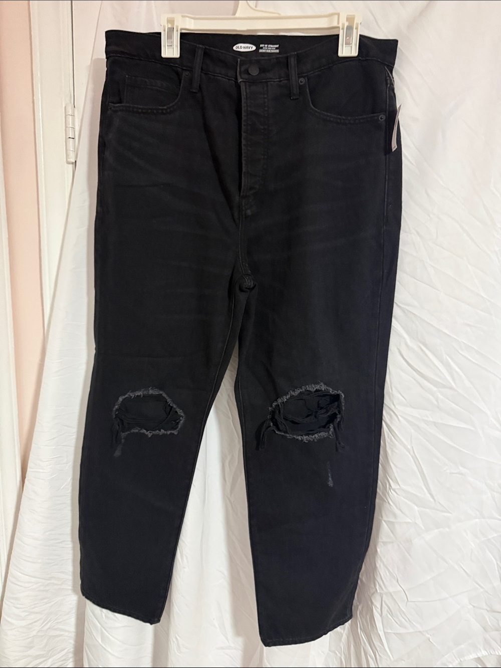 Old Navy Black Relaxed Fit Distressed Knee Jeans